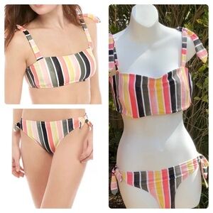 Bikini set: Top is XL, Bottoms are Medium adjustable tie shoulder straps